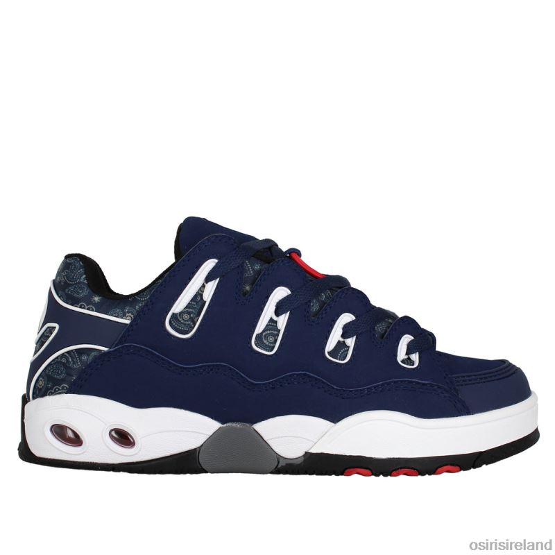 Osiris Shoes Ireland - Unisex Osiris Navy/Red/Paisley D3 OG Shoe X80R64